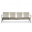 Waiting Chair VIP Silver Grey Perforated 4 Seater