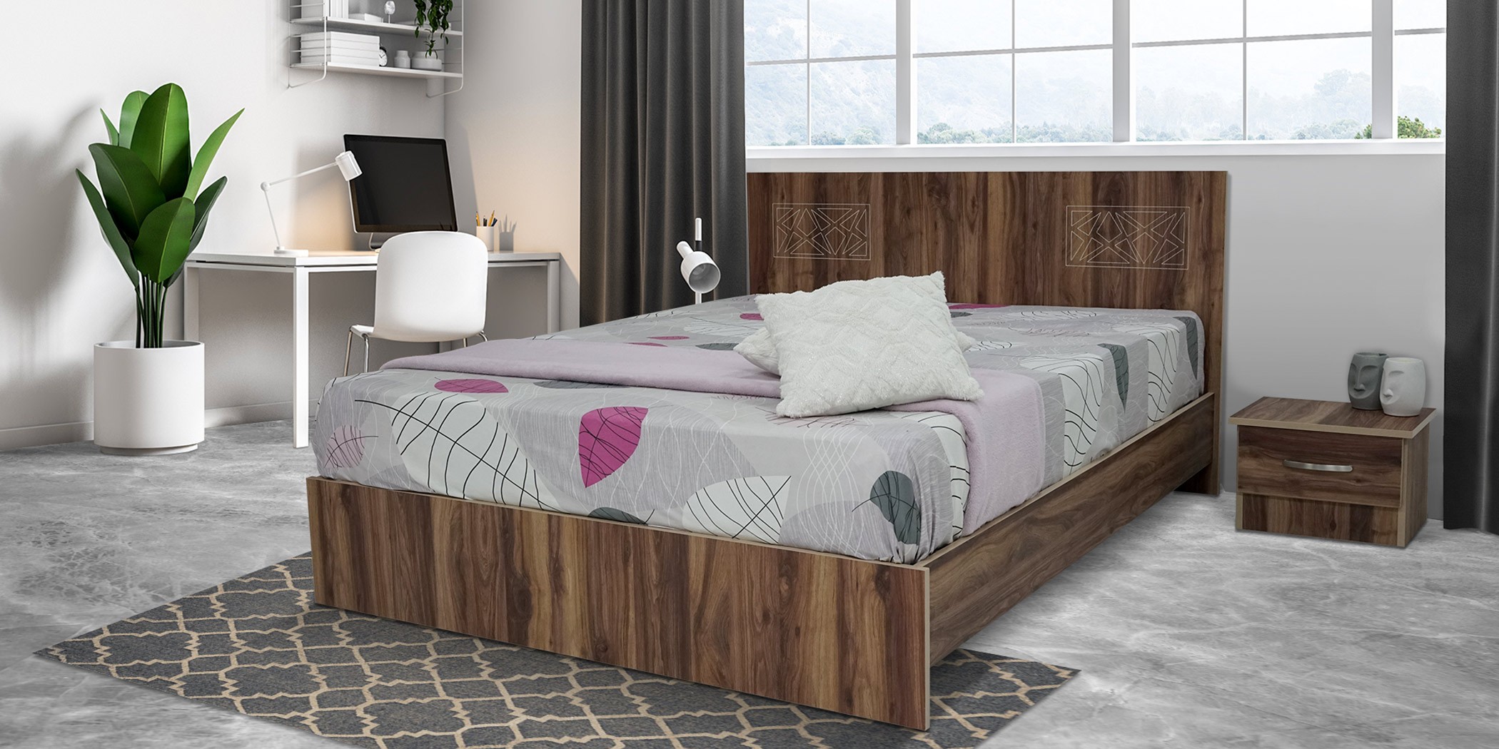 Marlo Bed 150x190 cm Sapphire Oak