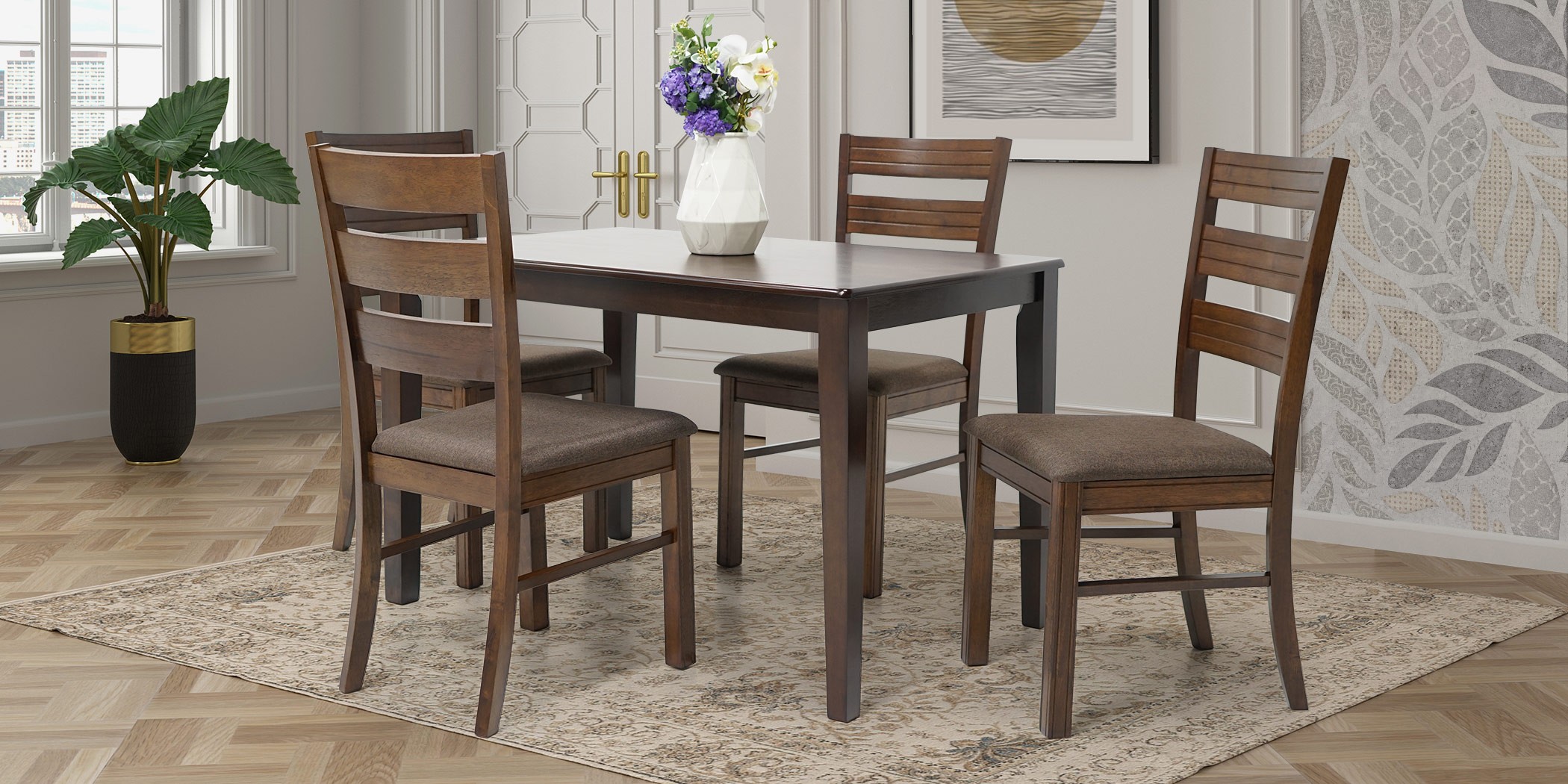 Grace Table and 4 Chairs Dirty Oak Rubberwood