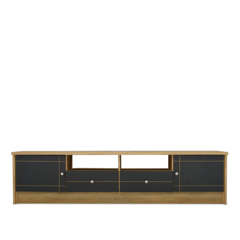 Fiona Low TV Cabinet 2 Drs & 2 Drws S.Oak/ D.Grey