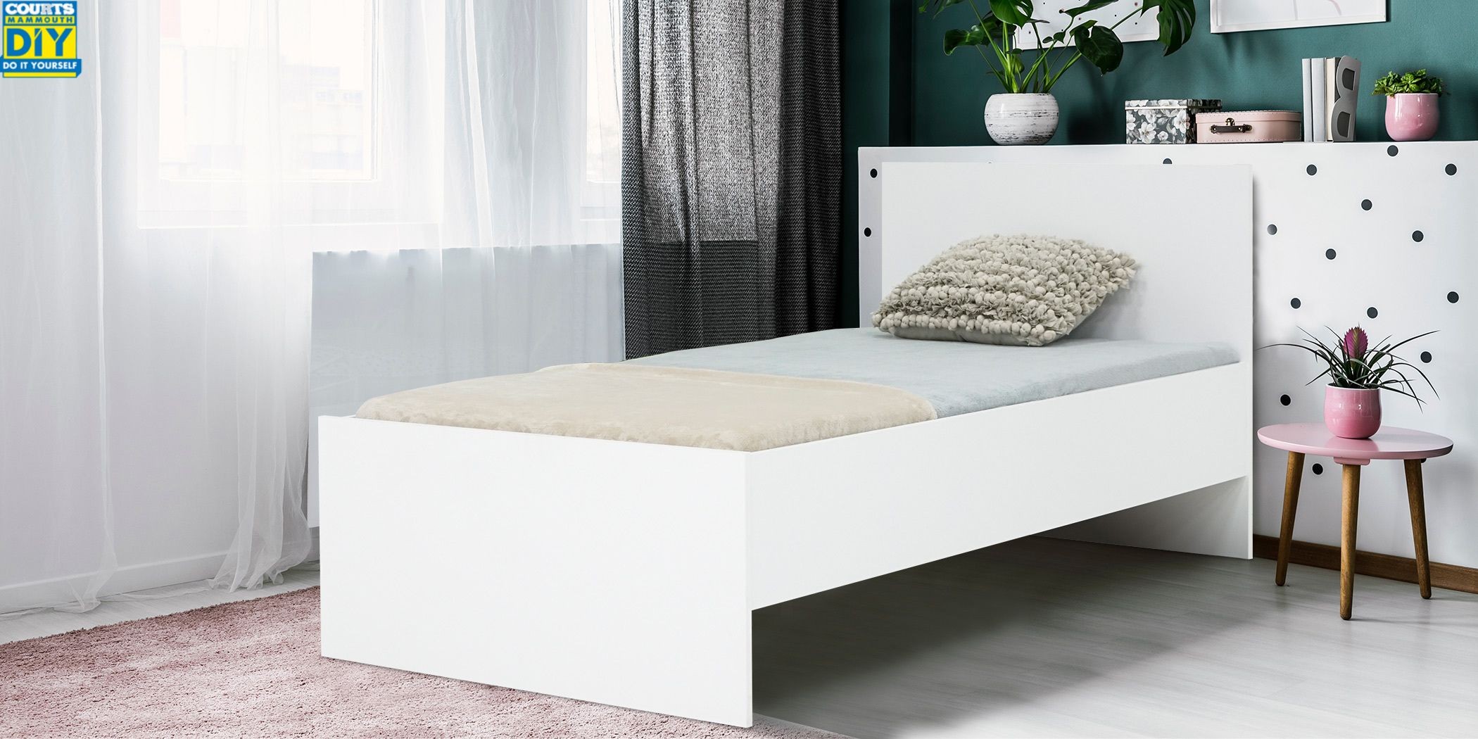 White Single Bed Frame 90x190 cm