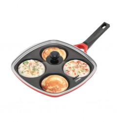 Hawkins DCMS30G 30cm Non Stick DieCast Multi Snack 4 Cups Pan With Glass Lid