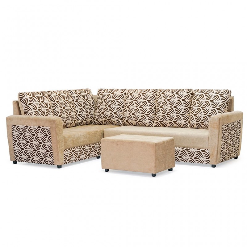 Olwen Corner LHF 2S+RHF 3S+Ottoman Beige W/Brown