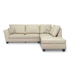 Bella Sofa Corner in Stone Col Leather Gel