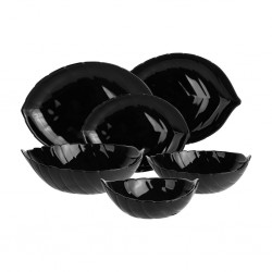 Dinner Set 29 PCS Opal Glass Black Leaf Design