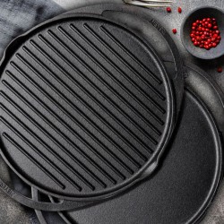 Meyer 48134 Pre-Seasoned Cast Iron 30cm 2in1 Black Grill & Griddle