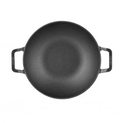 Meyer 48185 Pre-Seasoned Cast Iron 26cm Blk Kadai With Glass Lid