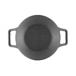 Meyer 48186 Pre-Seasoned Cast Iron 30cm Blk Kadai With Glass Lid