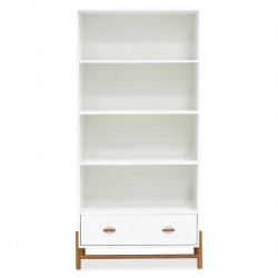 Ring Bookcase Solid Wood/MDF 1 Drawer White