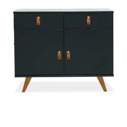 Skin Sideboard Solid Wood With 2 Doors  Black