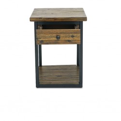 Claremont Side Table With Drawers & Metal Legs