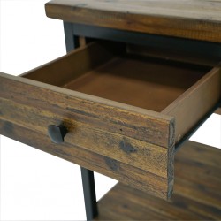 Claremont Side Table With Drawers & Metal Legs