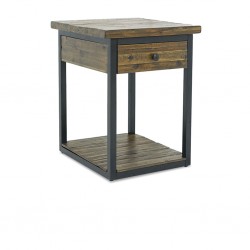 Claremont Side Table With Drawers & Metal Legs