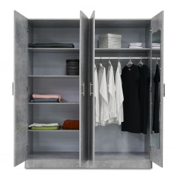 Rio Wardrobe 4 Doors MDF Grey