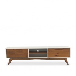 Happy TV Cabinet Solid Wood & MDF Off White/Garapa