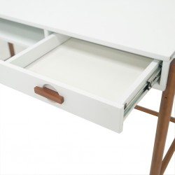 Ring Writing Desk Solid Wood & MDF 1 Drawer White