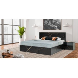 Florence Bed 160x200 cm MDF Black Flake