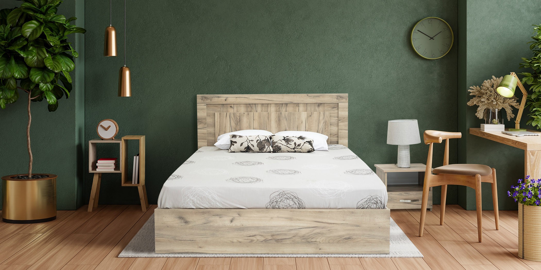 Colton Bed 150x190 cm MDF Grey Oak