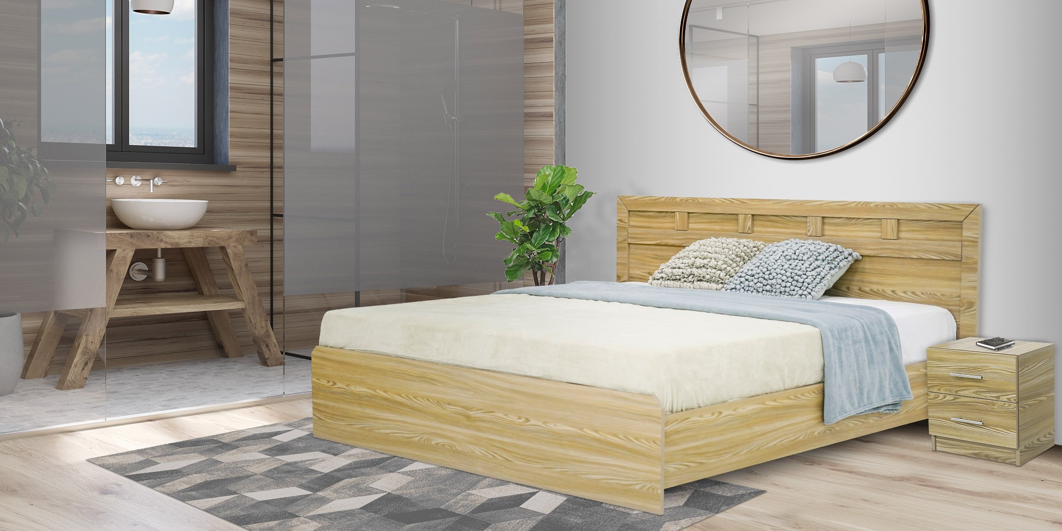 Ralene Bed 180x200 cm In Melamine MDF