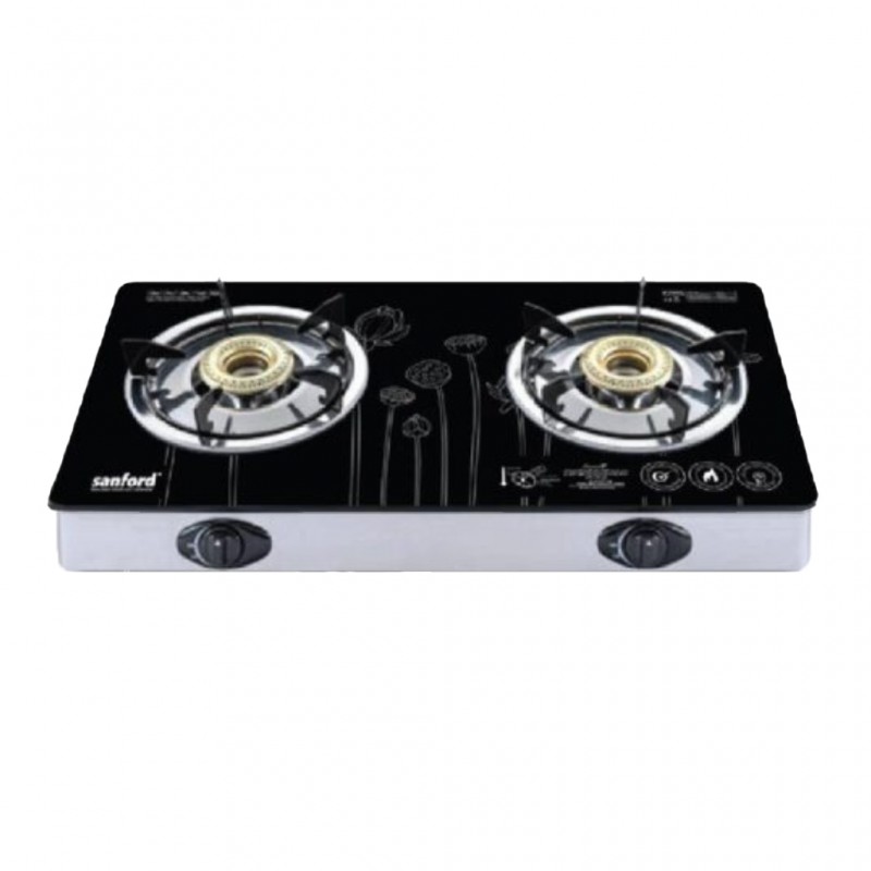 Sanford SAN616-SF5228GC-A Black & White 2YW Glass Double Burner Gas Stove