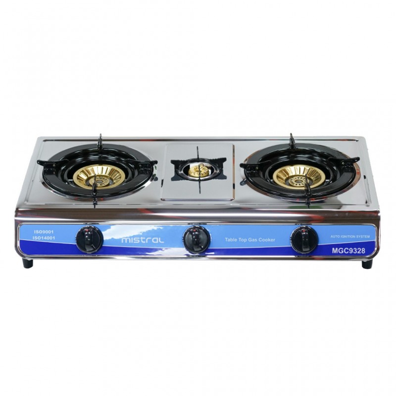 Mistral MGC9328 Stainless Steel 3 Burner Gas Cooker