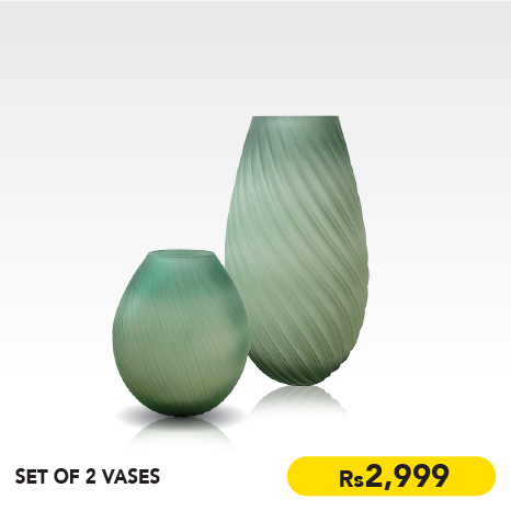 SET OF 2 VASES PRAY GREEN SET OF 2 VASES PRAY GREEN