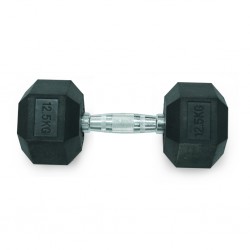 Black Rubber Hex Dumbbell Set 12.5kg