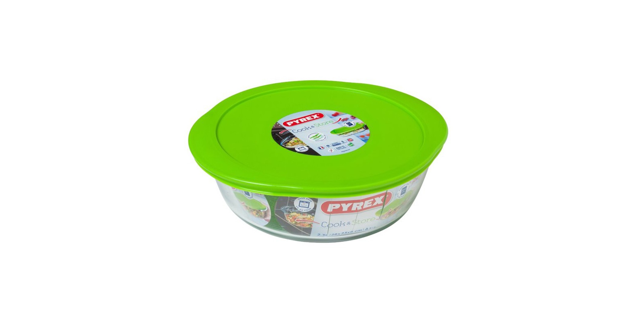 Pyrex COOK AND STORE 2.3L - 26cm Round Dish With Plastic Lid "O"