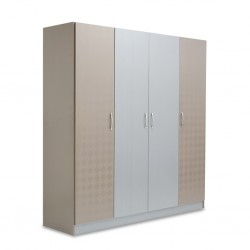 Malone Wardrobe 4 Doors MDF Grey & Cappucino