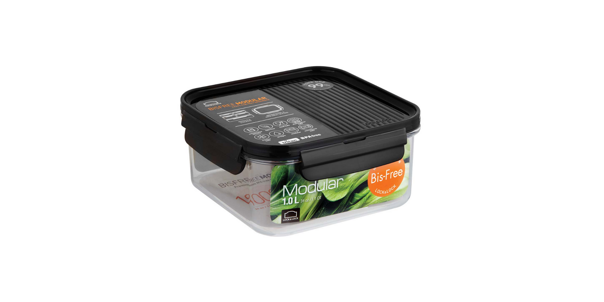 Lock & Lock 1000ml LBF452 Bisfree Modular Square Container "O"