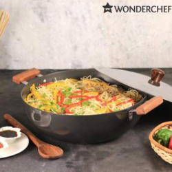 Wonderchef WON157 Ebony 28cm HA Wok With Lid 63152545 2YW