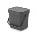 Brabantia 209888 3L Grey Sort & Go Waste Bin 10YW "O"