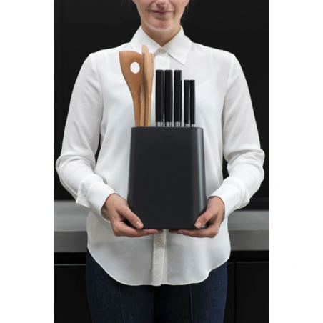 Brabantia 129889 Dark Grey Knife Block With Utensil Holder 10YW "O"