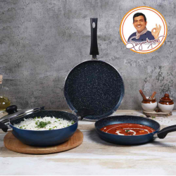 Wonderchef WON536 Sigma 4pc MidnightBlue Aluminium Cookware Set