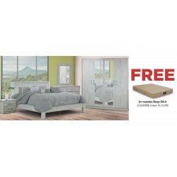 Athenas Bedroom Set 180x200 cm White/Maple PB & Free Sleep On It Silver King Size Gold fabric