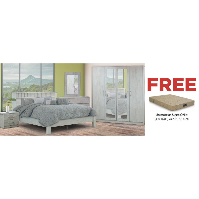 Athenas Bedroom Set 180x200 cm White/Maple PB & Free Sleep On It Silver King Size Gold fabric