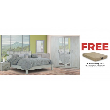 Athenas Bedroom Set 180x200 cm White/Maple PB & Free Sleep On It Silver King Size Gold fabric