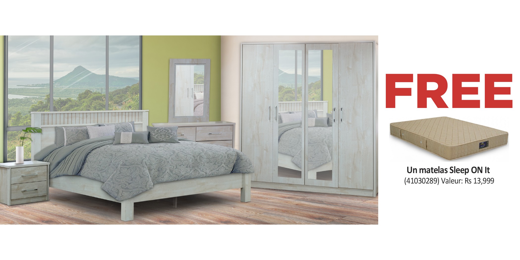 Athenas Bedroom Set 180x200 cm White/Maple PB & Free Sleep On It Silver King Size Gold fabric