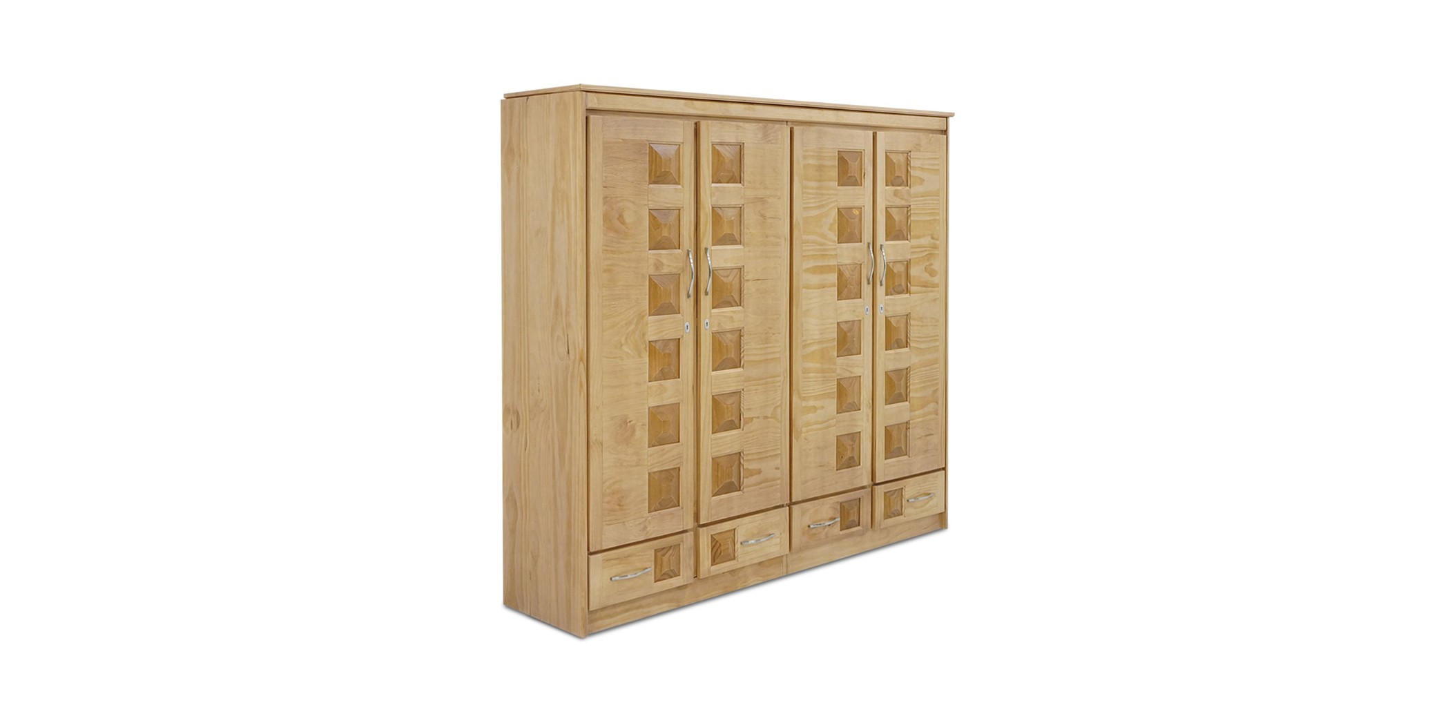 Sky Wardrobe 4 Doors + 4 Drawers Pine Finish Oak