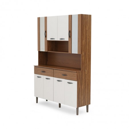 Golden Kitchen Cabinet 8 Doors Nogueira/Off White