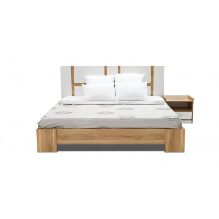 Tessa Bed 180x200 cm MDF Off White & Oak