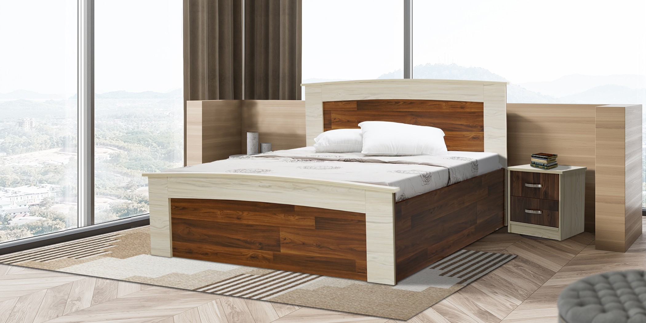 Tripoli Bed 150x190cm Kiaat and Creamywood