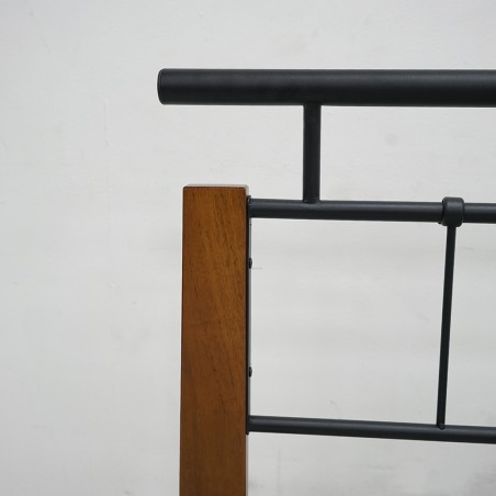 Murphy Bed 150x190 cm Black Metal Rubberwood