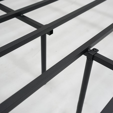 Murphy Bed 150x190 cm Black Metal Rubberwood