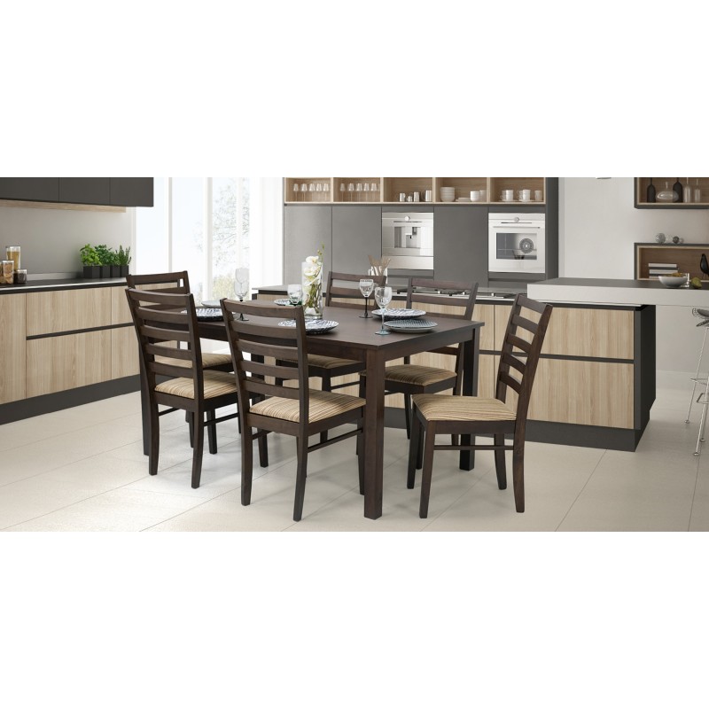 New Ocean Table & 6 chairs Black Cherry Rubberwood
