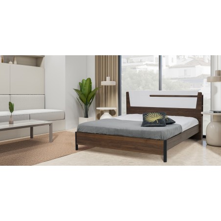 Azzurra Bed 180x200 cm Walnut & White