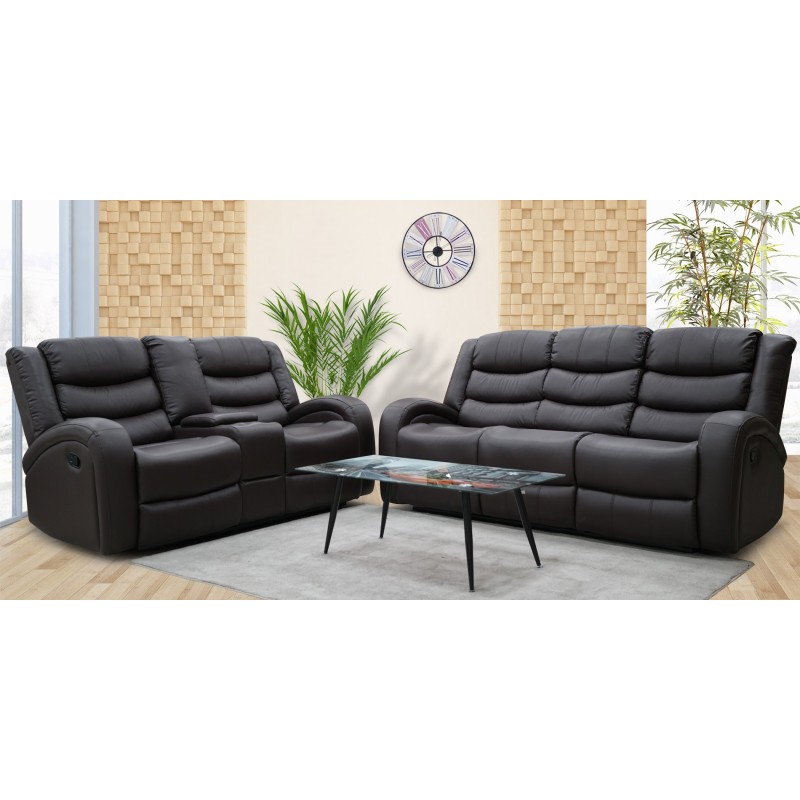 Veneto Sofa 3+2 in Brown Leather Gel