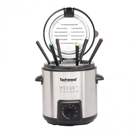 Techwood TFF 99i 1L 840W Fondue With 6 Fondue Forks & Chrome Basket "O"