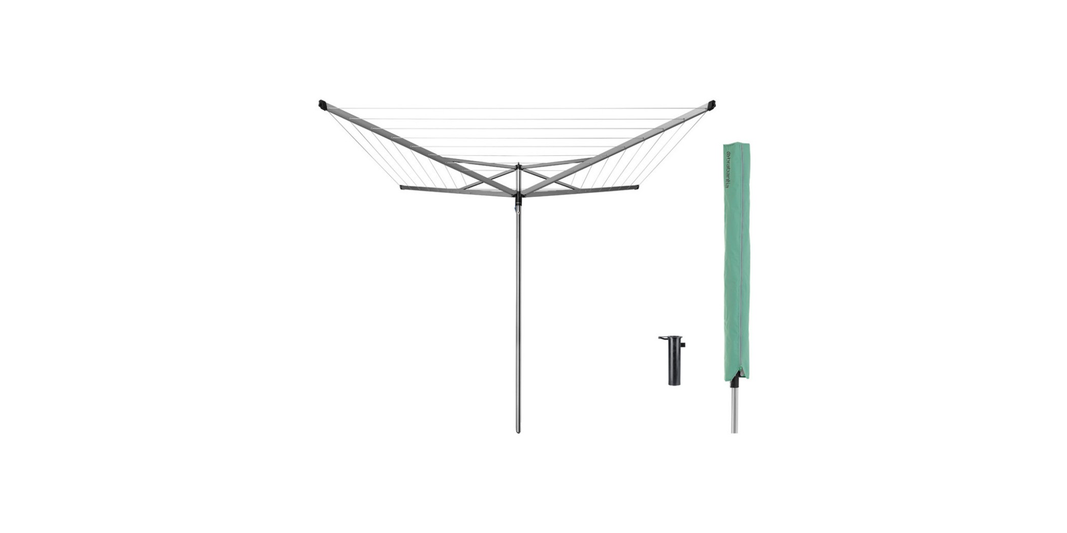 Brabantia 323201 40m M.Grey Essential Rotary Dryer + Ground Tube + Accessories 5YW "O"