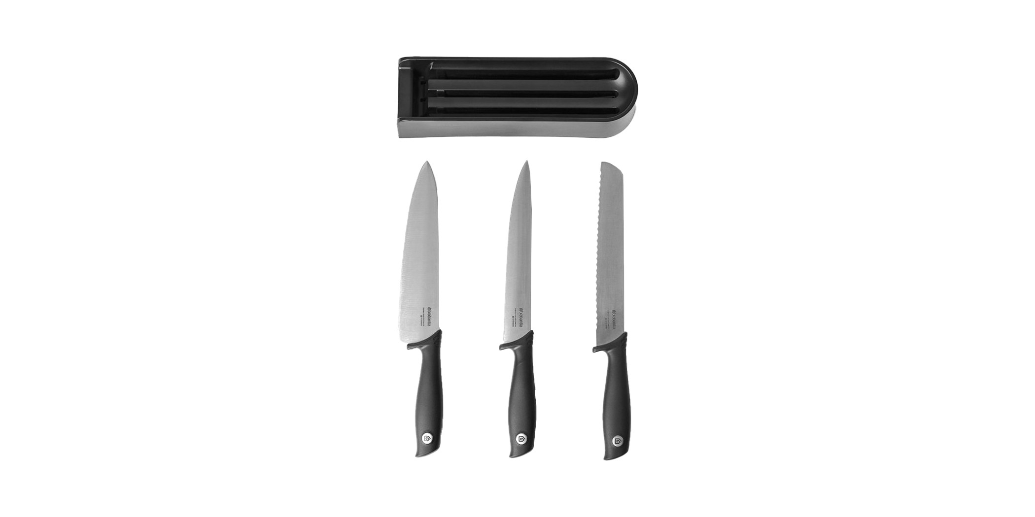 Brabantia 123023 TASTY+ Dark Grey Drawer Knife Block + Knives 5YW "O"